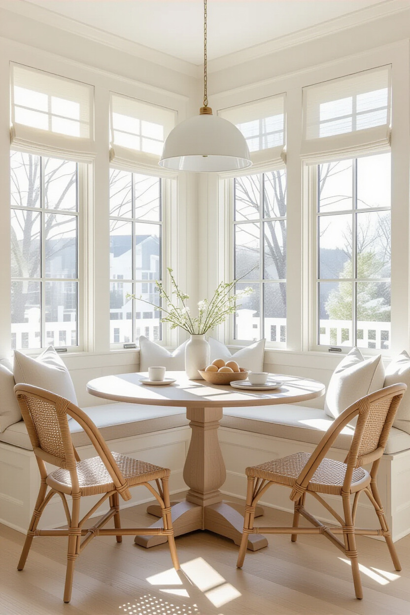 Bright and airy breakfast nook with large windows