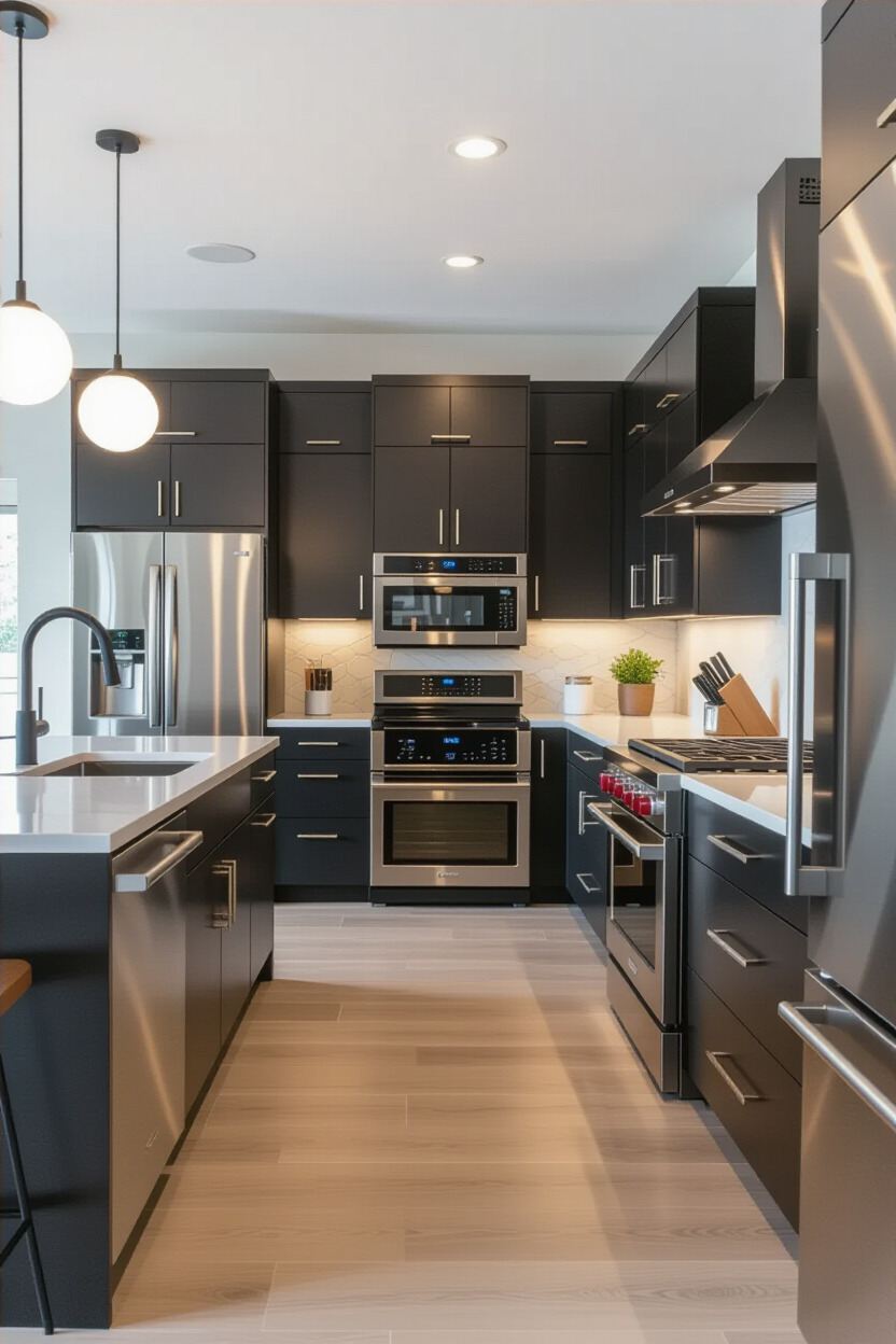 Modern kitchen equipped with smart appliances