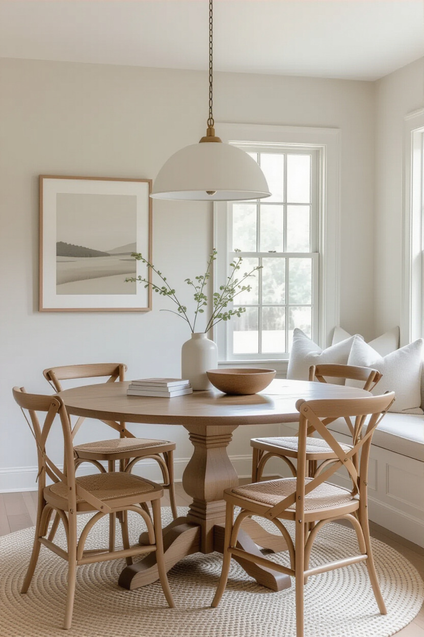 Dining room with neutral color palette