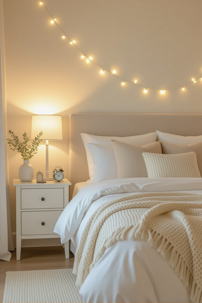 Soft lighting in a cozy bedroom