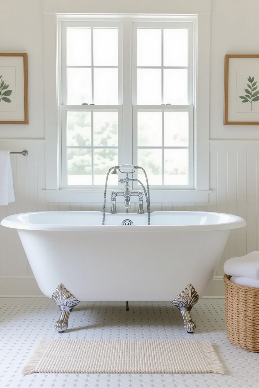 Classic clawfoot bathtub with shower