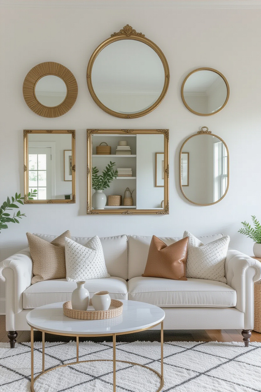 Stylish mirror gallery wall setup