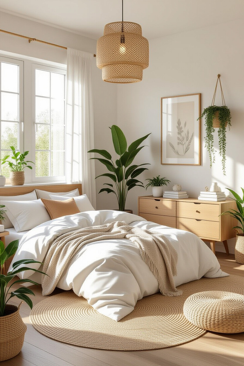 Natural elements in bedroom decor