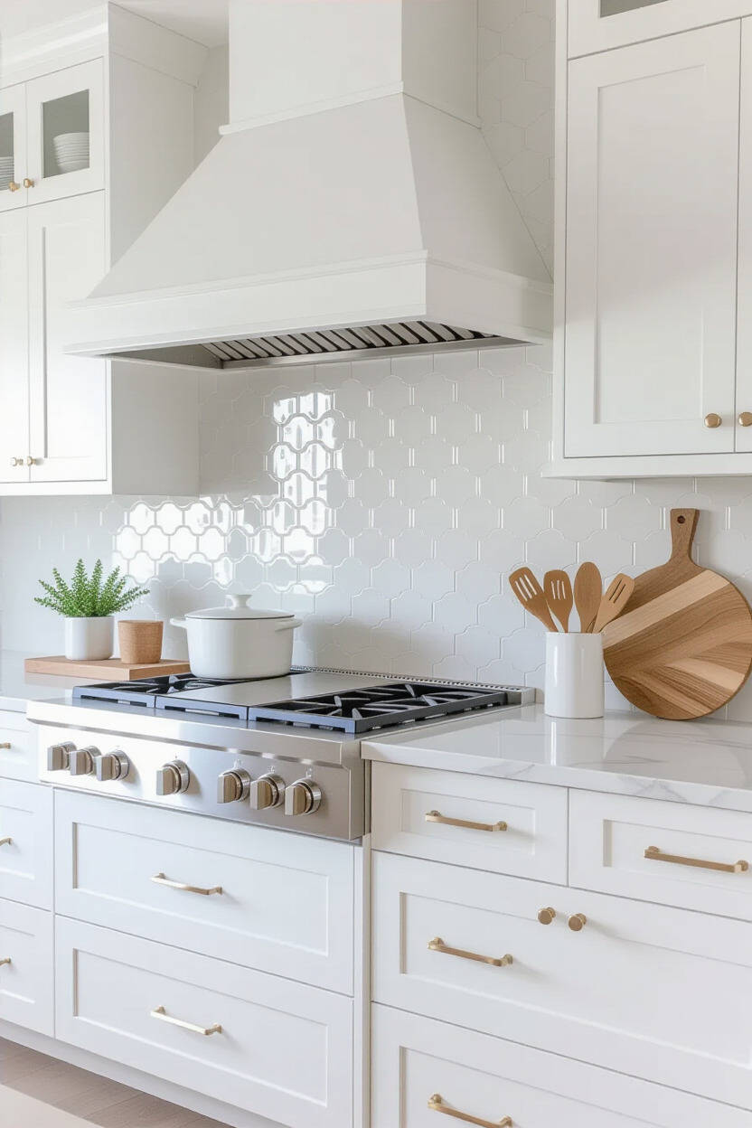Textured tile kitchen backsplash