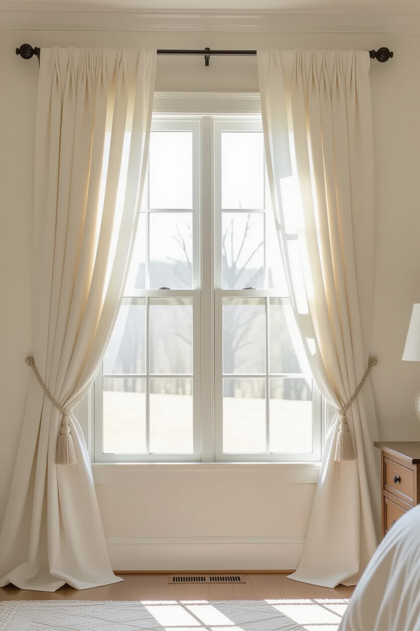 Soft drapery in a bedroom window