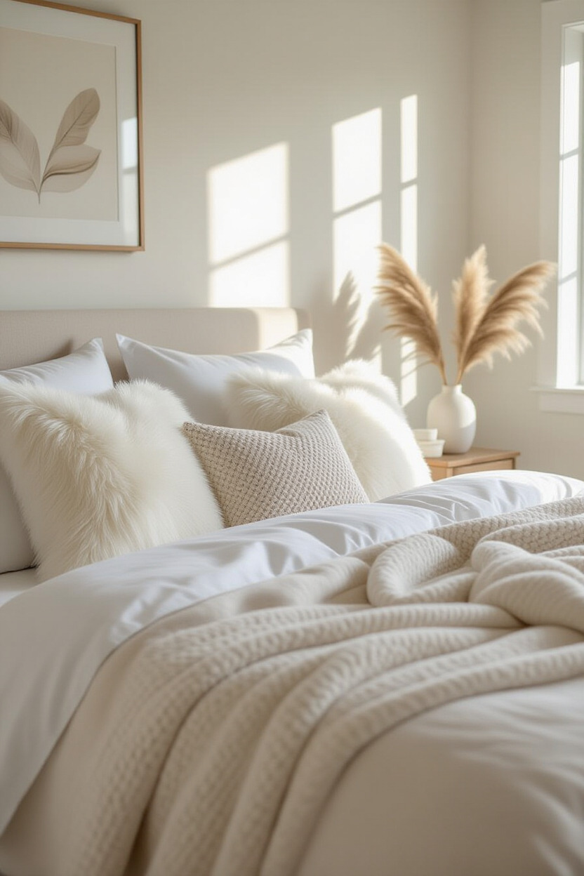 Comfortable bedding in a cozy bedroom