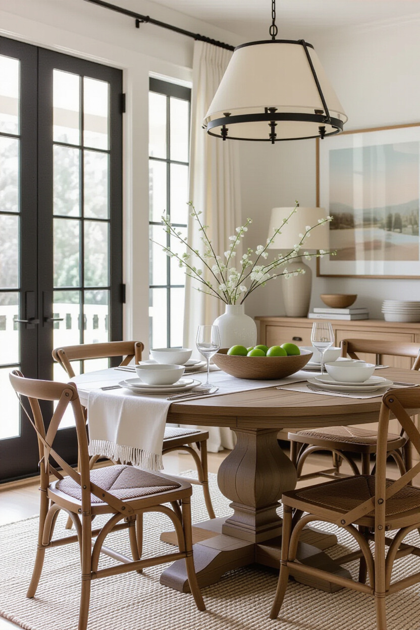 Layered textures in dining room decor