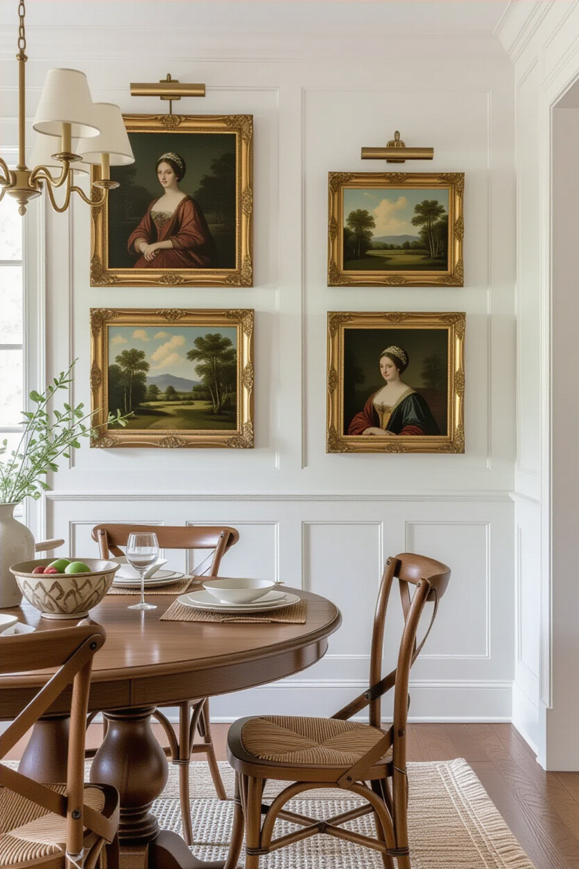 Timeless artwork in dining room
