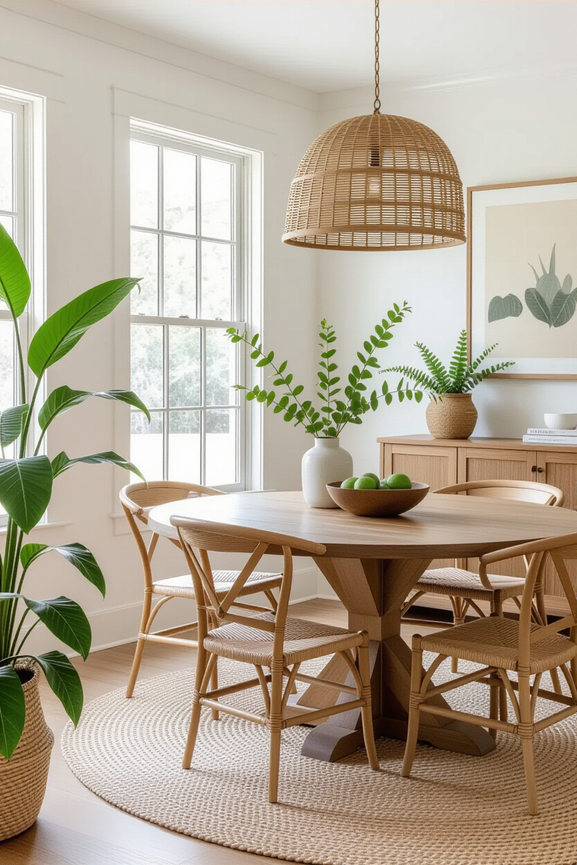 Natural elements in dining room decor