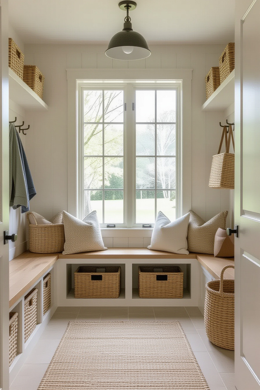 Bright mudroom with natural light