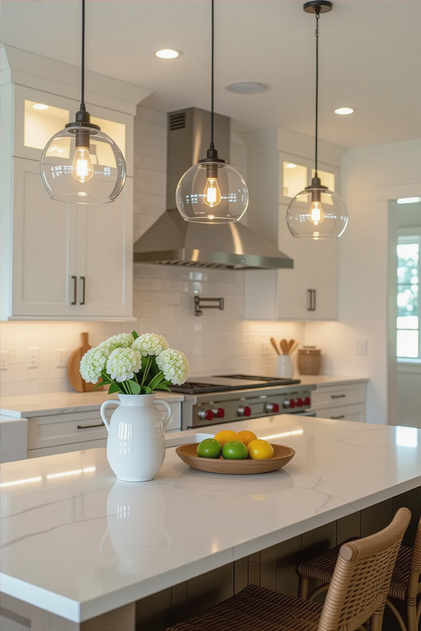 Unique pendant lighting in a kitchen