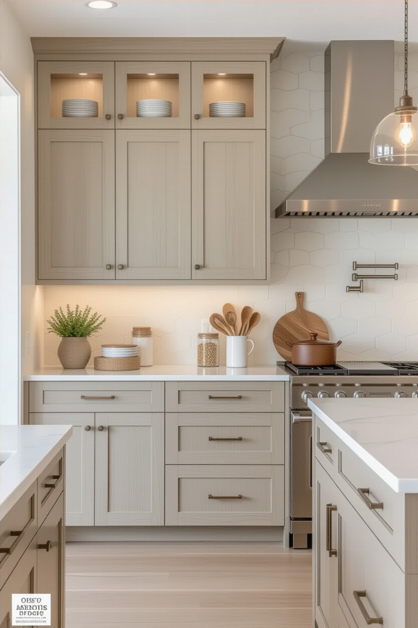 Kitchen featuring textured surfaces on cabinets and countertops