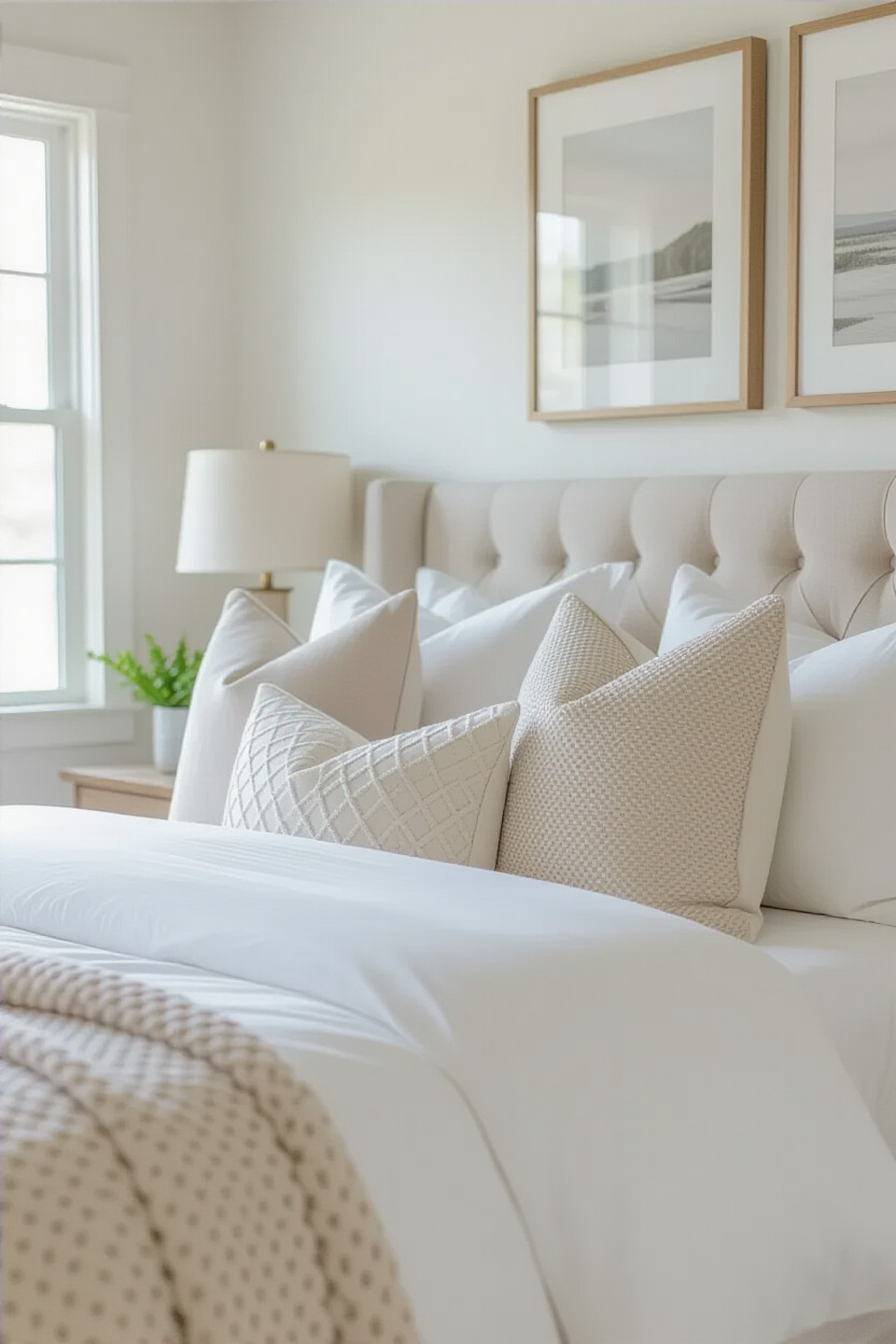 Soft accent pillows on a bed