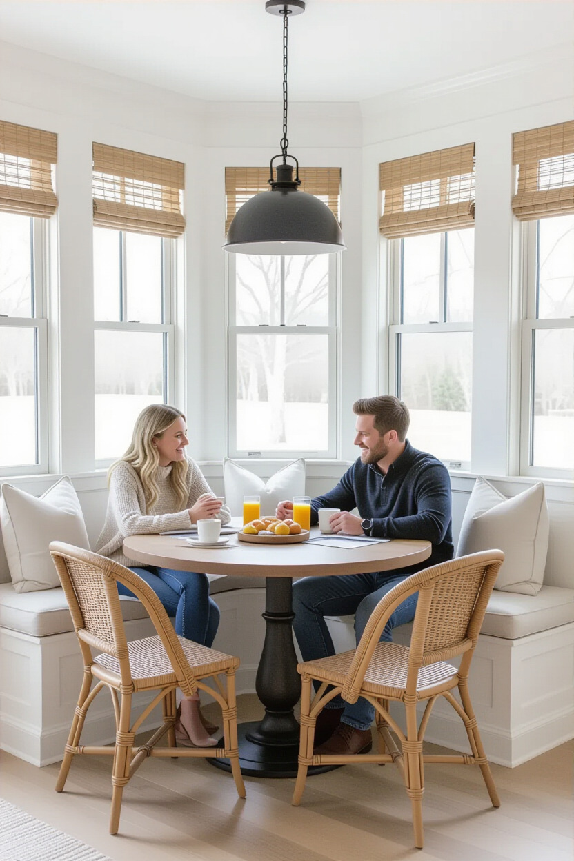 Family-friendly breakfast nook with playful decor