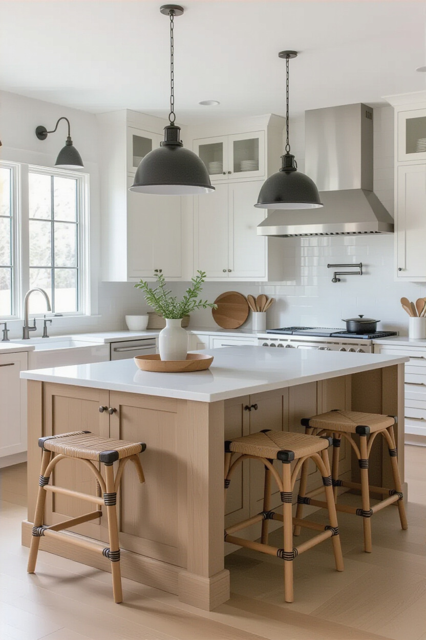 Kitchen island with storage and seating