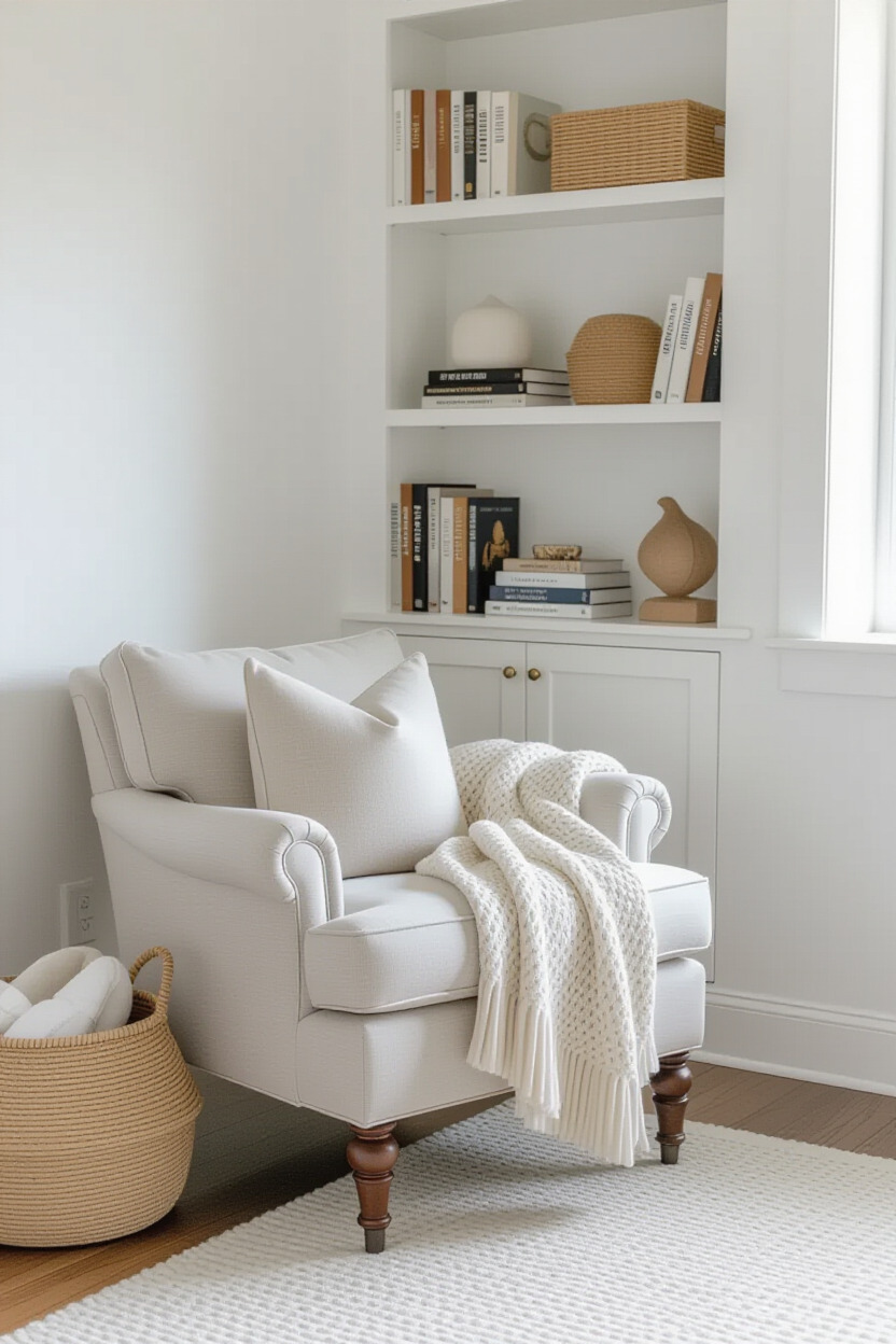 Cozy reading nook in bedroom