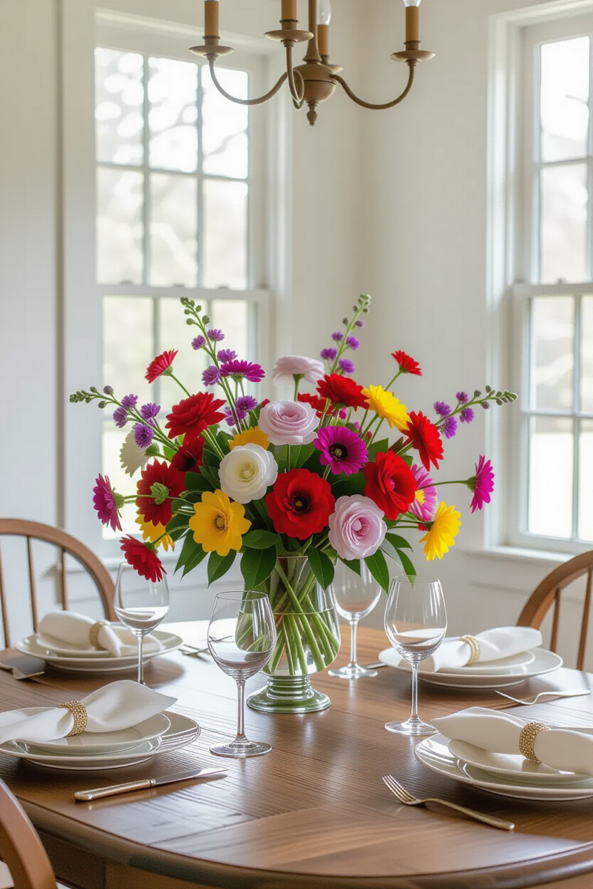 Classic centerpiece on dining table