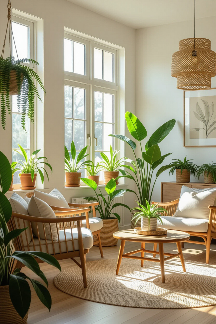 Room with various indoor plants for decor