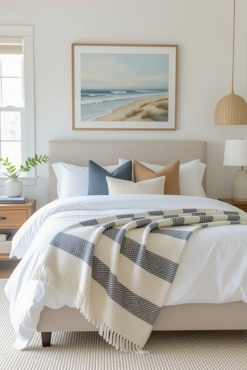 Bold statement blanket on bed