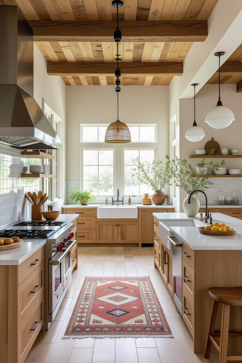 Open concept bohemian kitchen