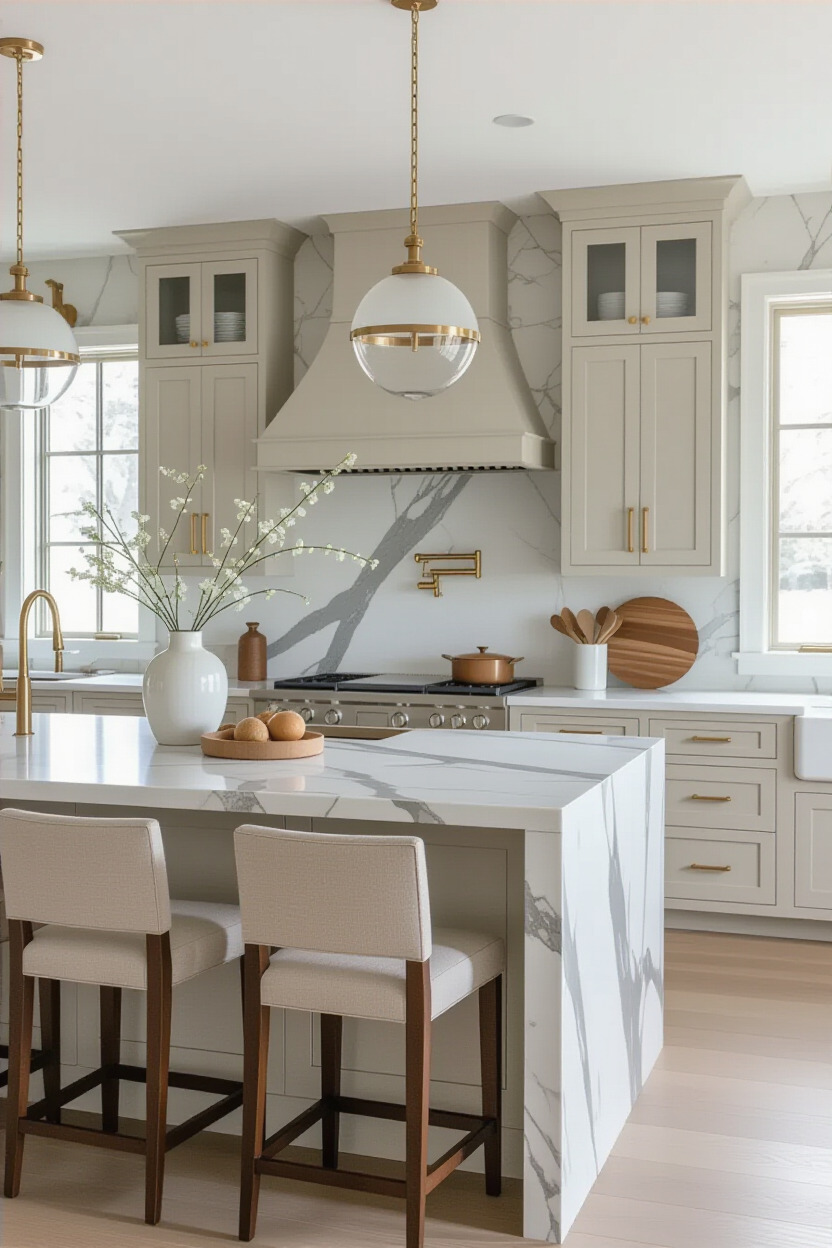 Kitchen showcasing luxury finishes like marble and high-end fixtures