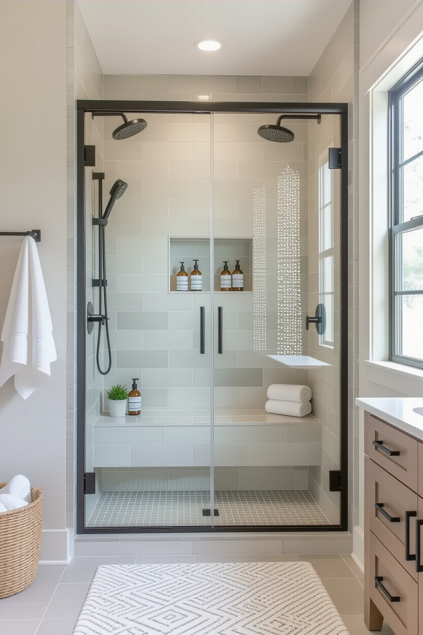 Eco-friendly shower with water-saving features