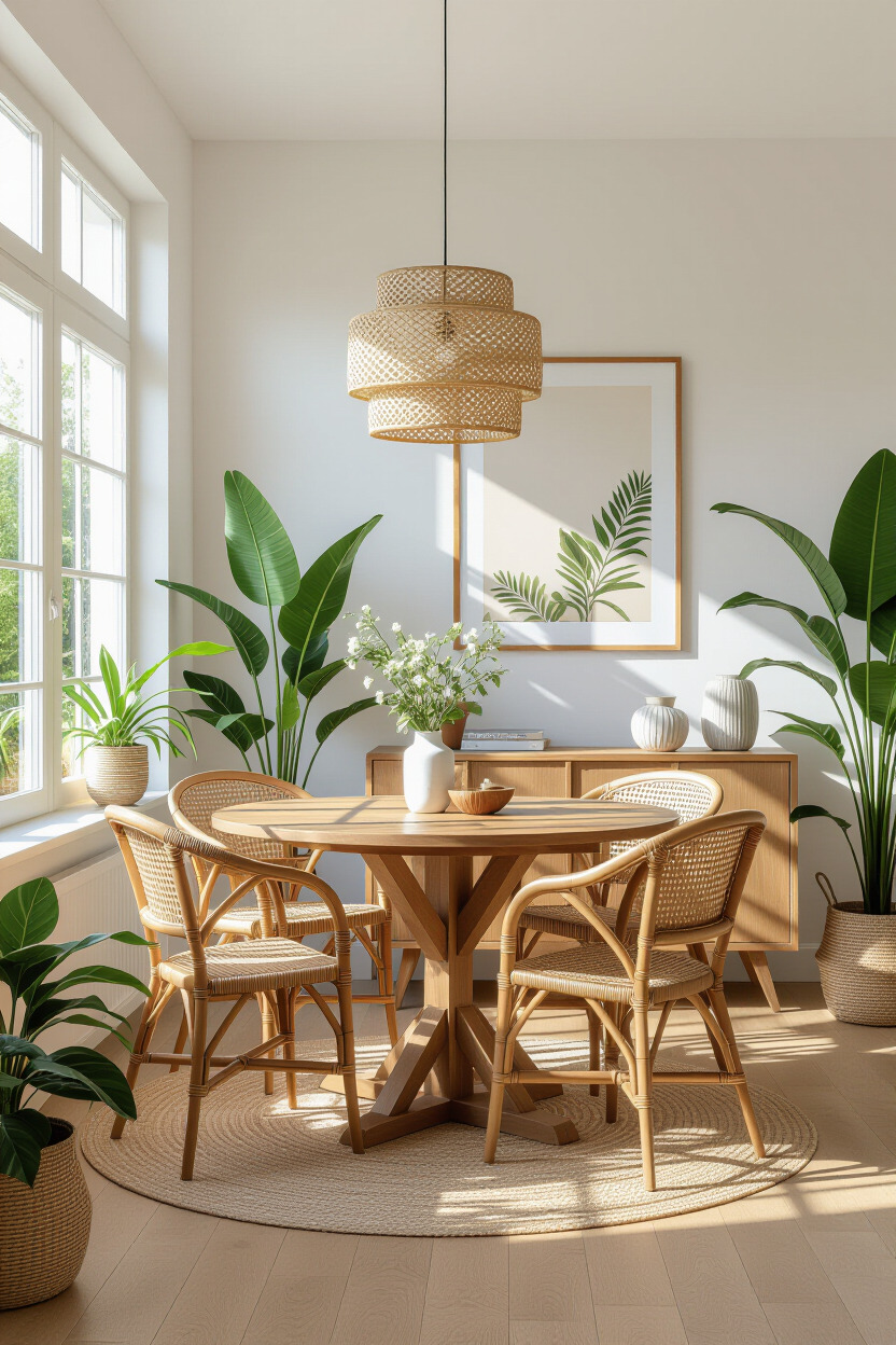 Dining room with plants and natural decor