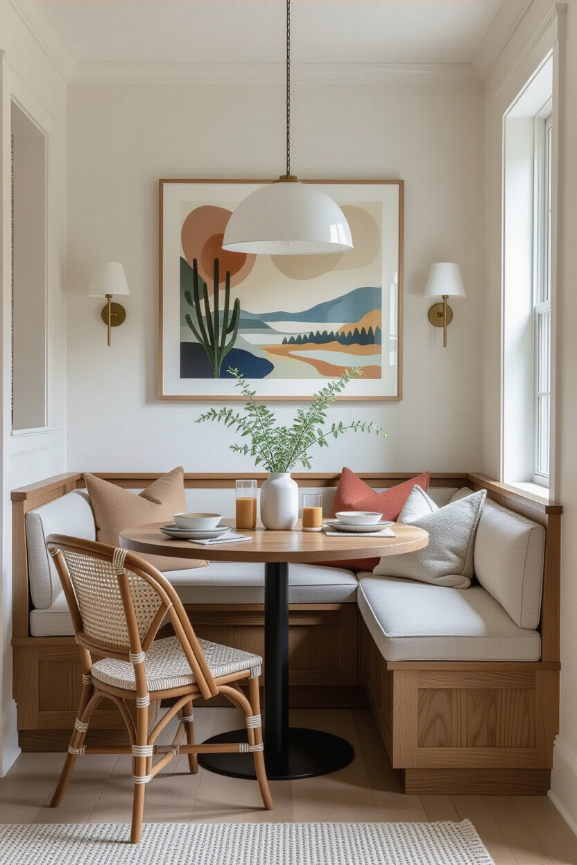 Artistic breakfast nook with creative decor