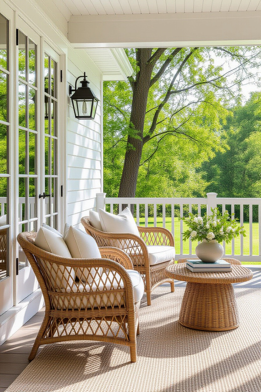 Unique statement chairs on terrace