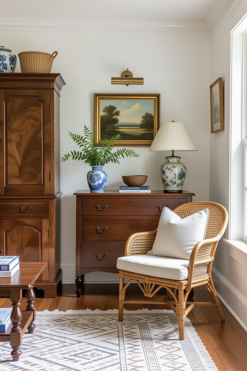 Room decorated with vintage decor pieces