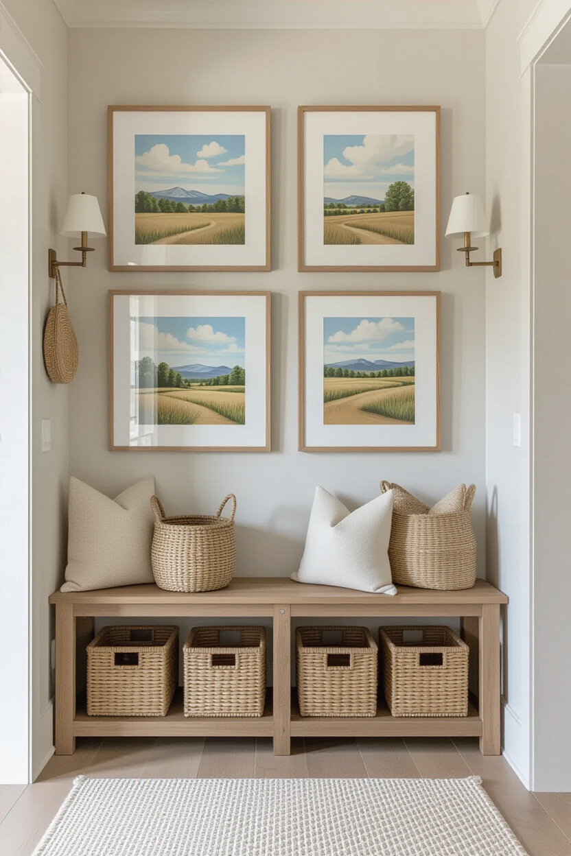 Art display in a mudroom