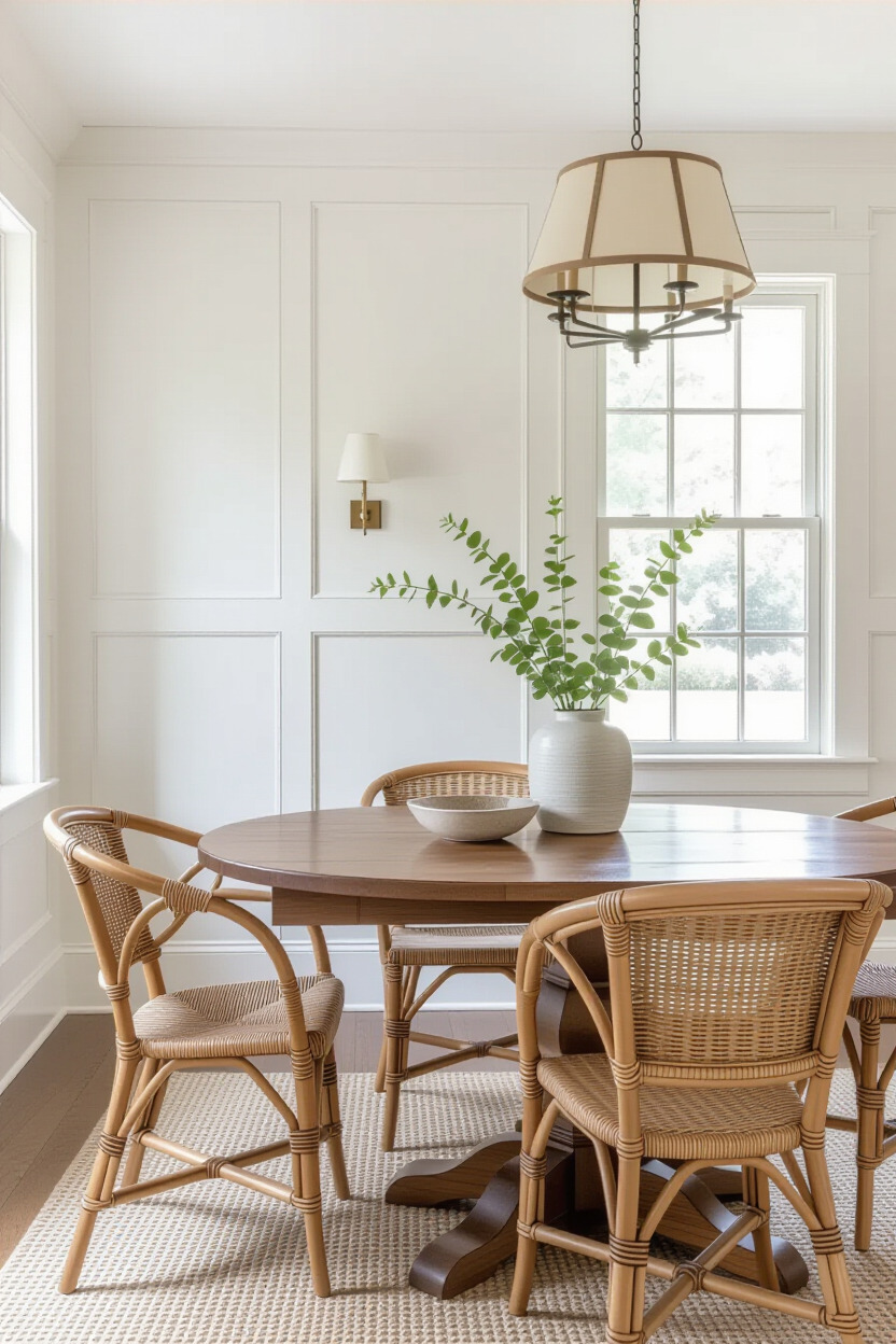 Subtle wall treatments in dining room