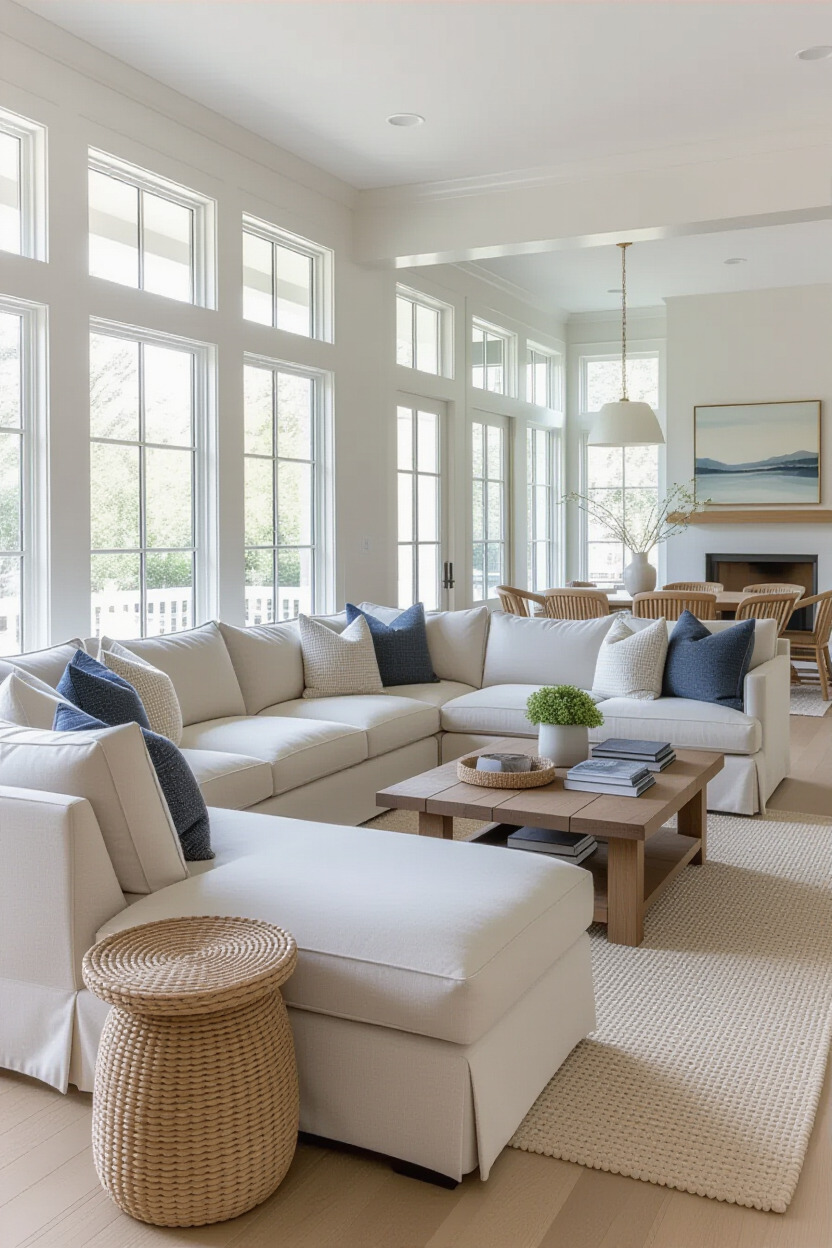 Open seating arrangement with L shape sofa