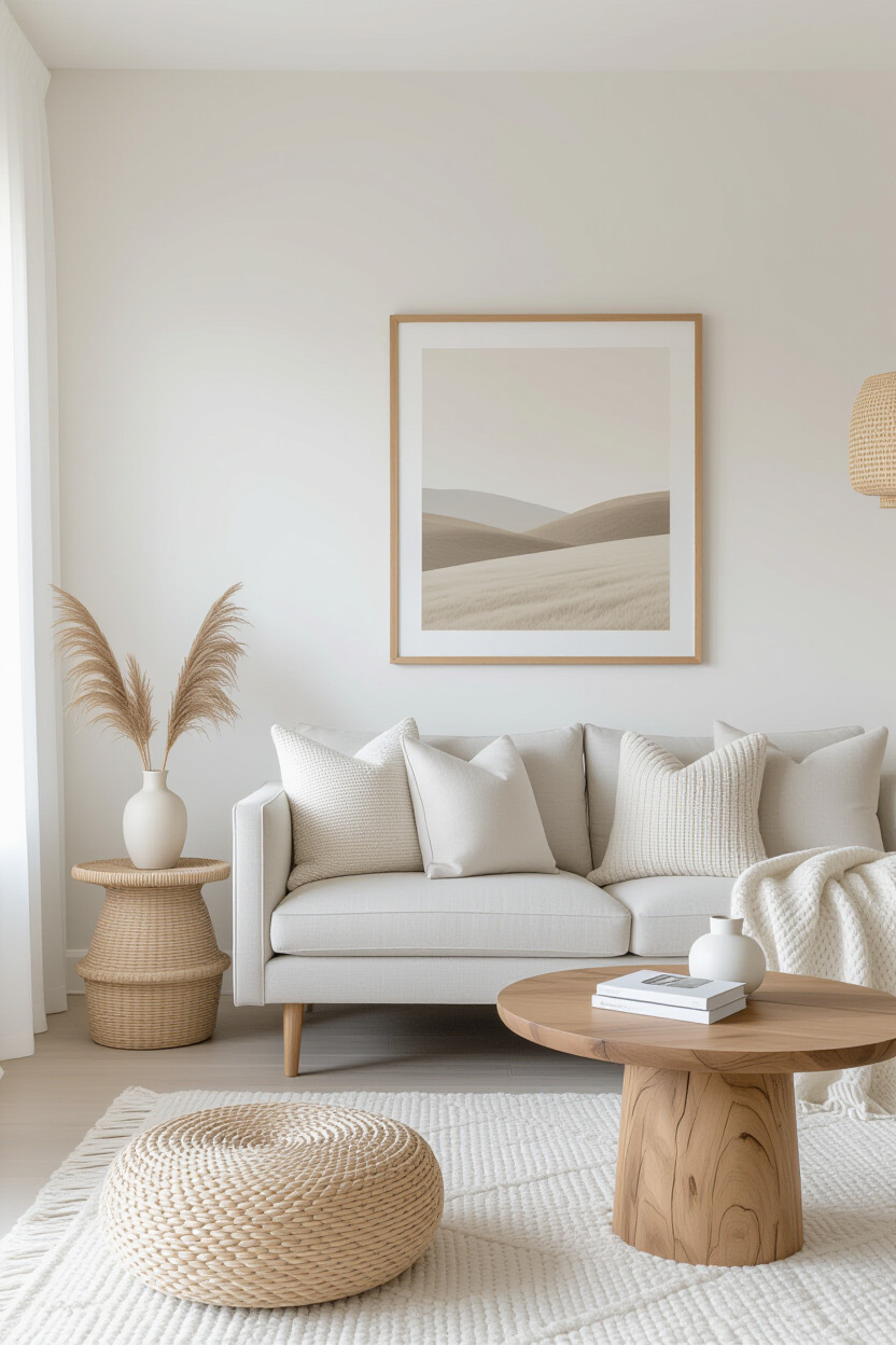 Various minimalist textures in a living room