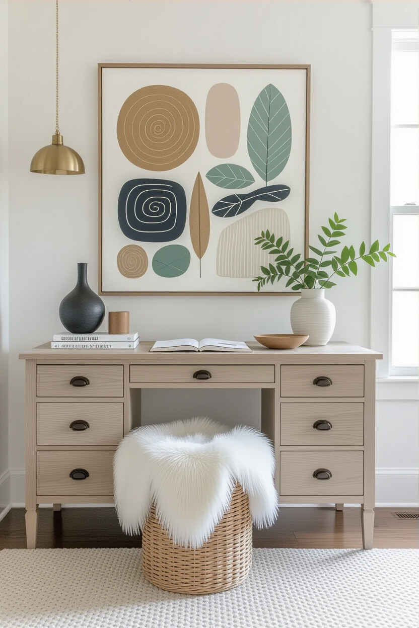 Dressing table featuring unique art pieces