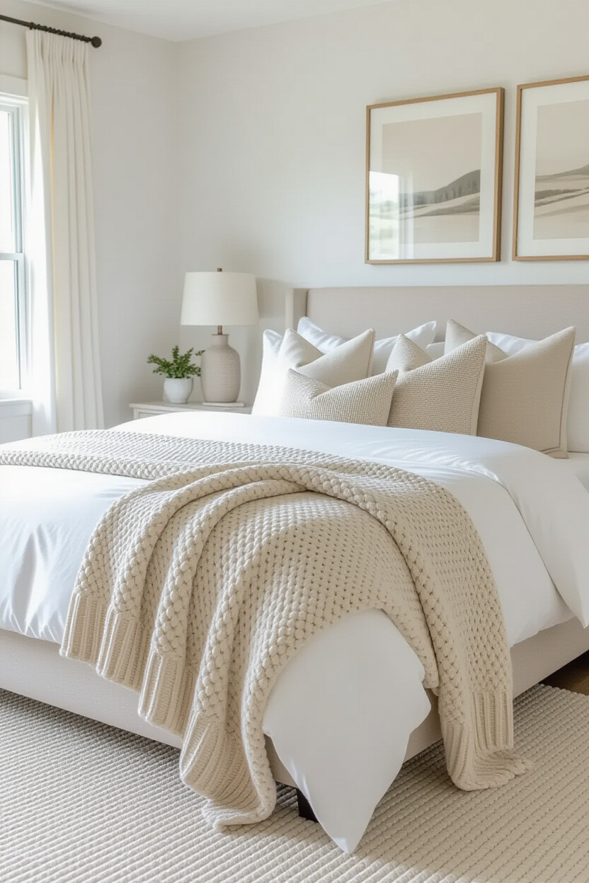 Textured throws in bedroom decor