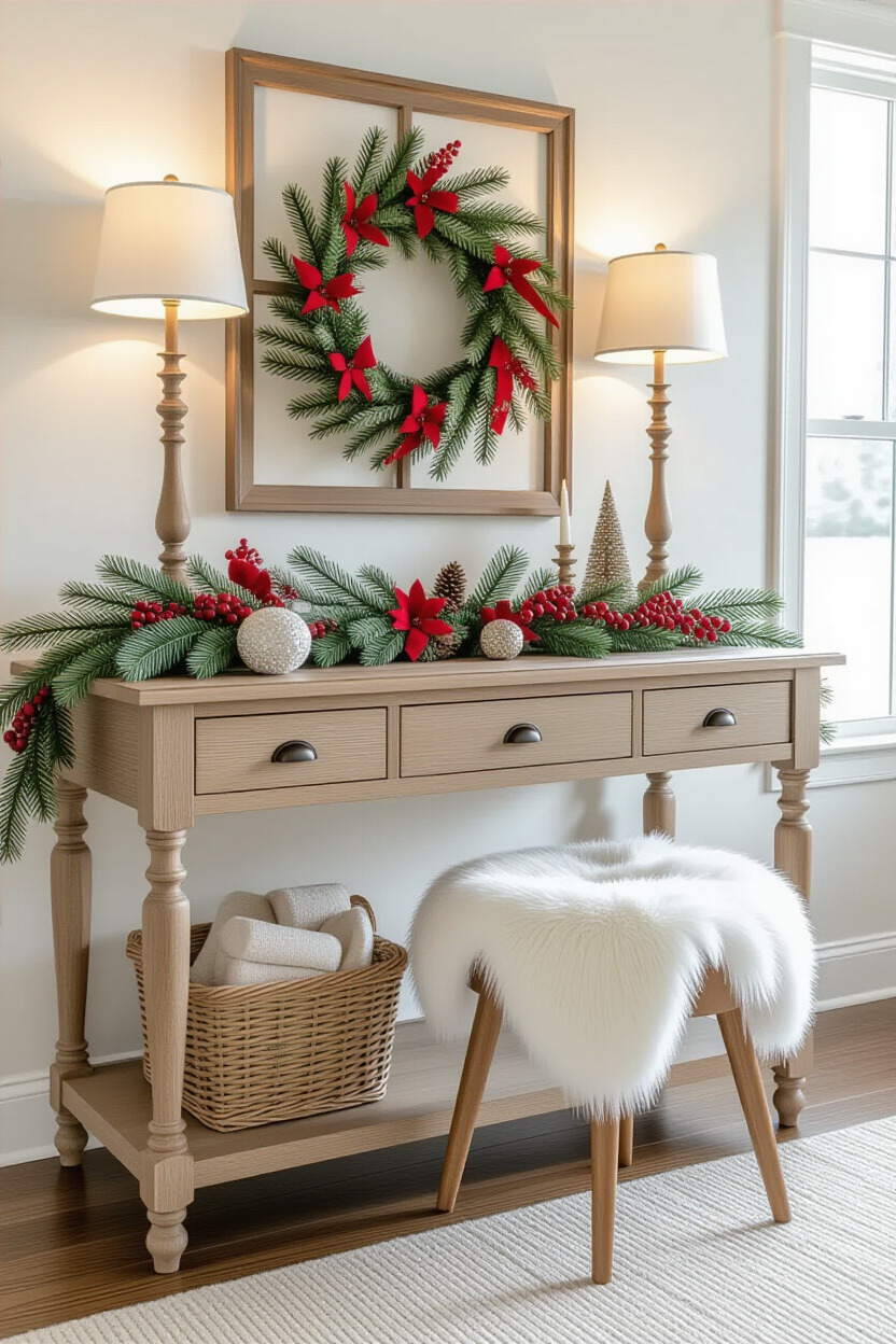 Dressing table decorated for a seasonal theme