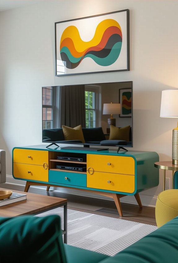 bold colorful tv cabinets
