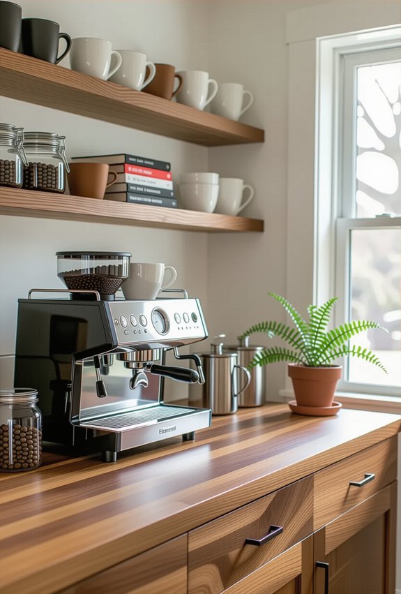 efficiently organized coffee bar
