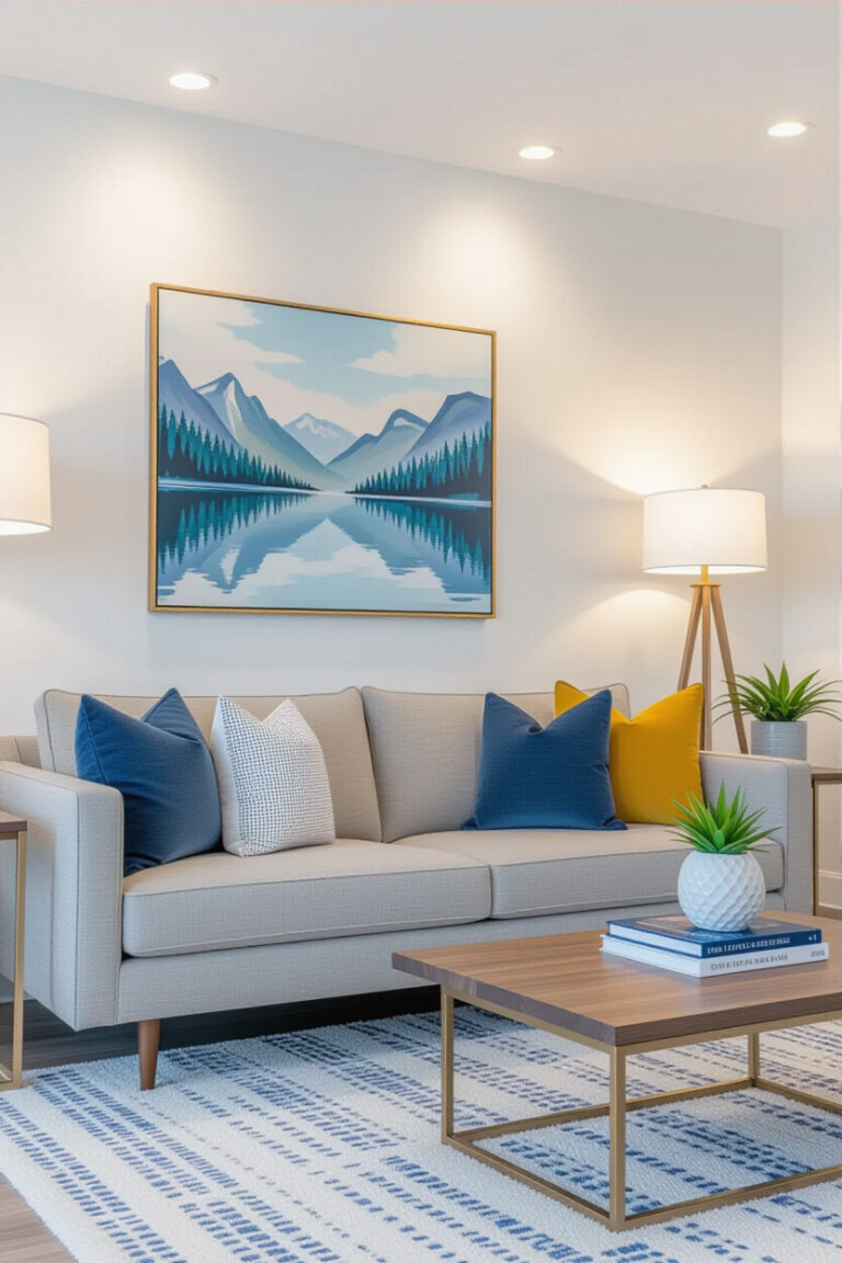 Trendy living room with modern sofa design