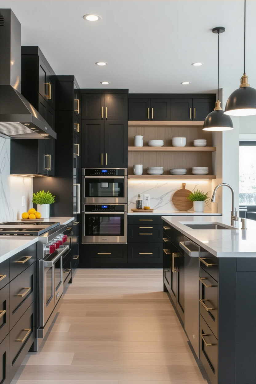 Modern kitchen layout with sleek finishes and contemporary design elements