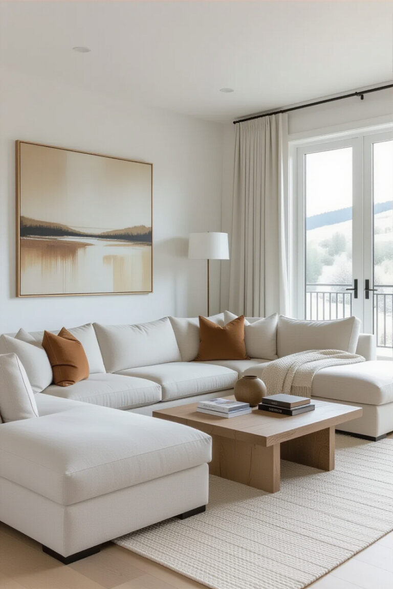 Modern L shape sofa in a stylish living room