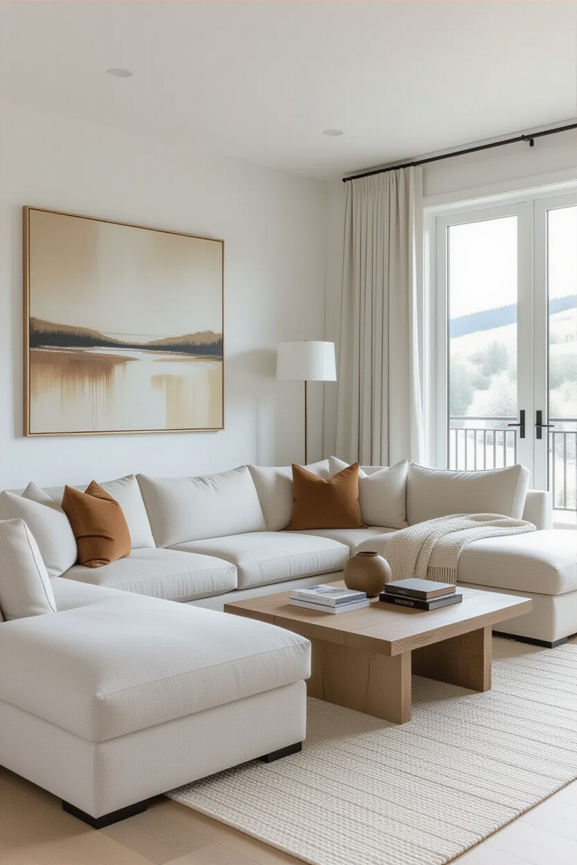 Modern L shape sofa in a stylish living room