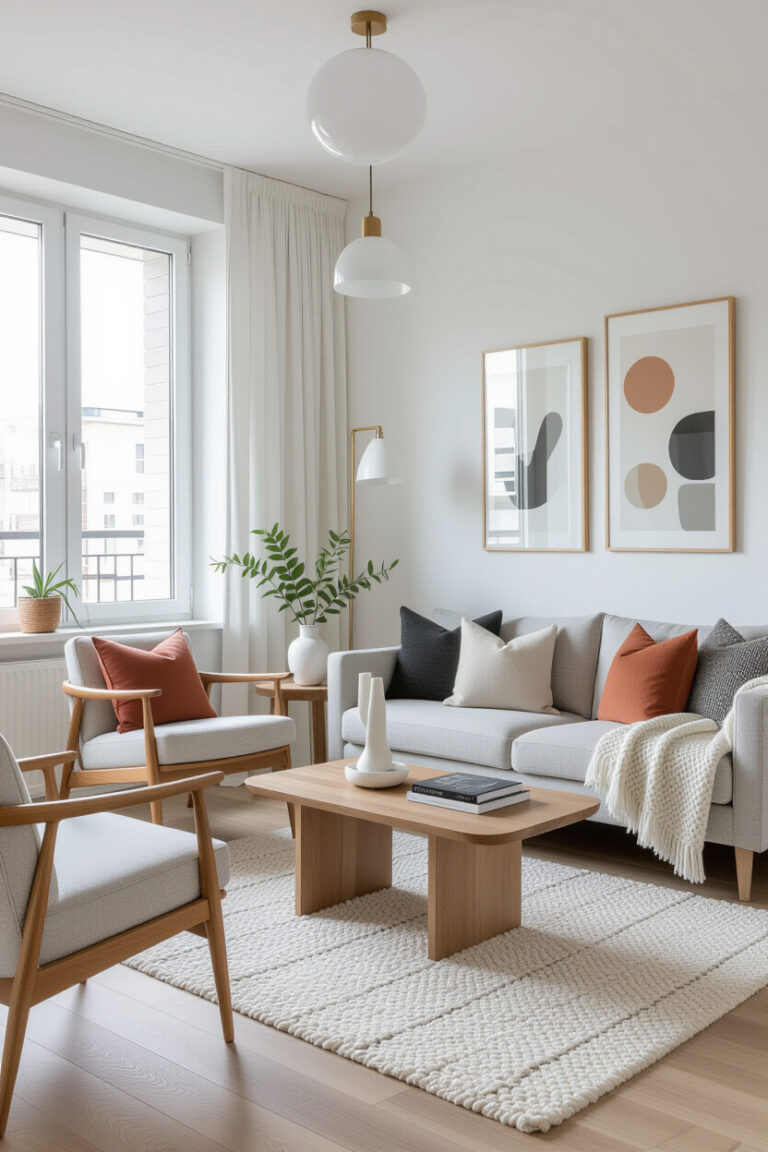 Stylish small apartment interior design with modern decor