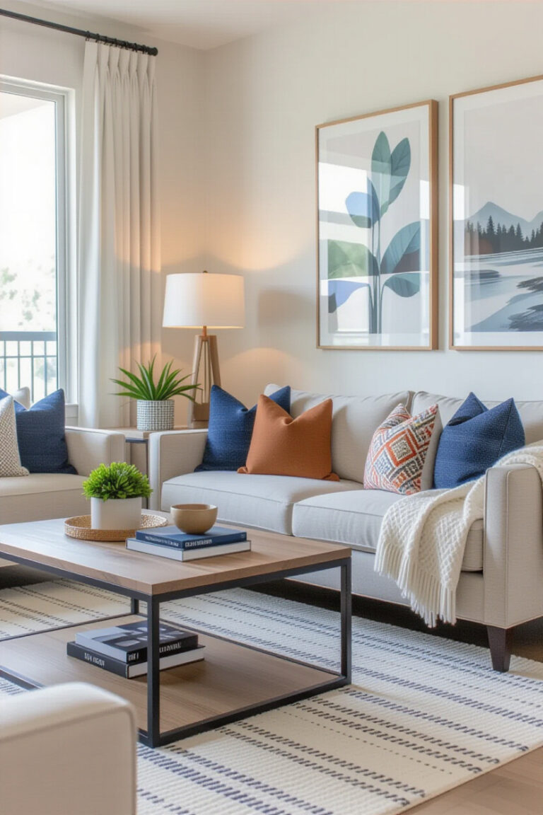 Stylish apartment living room with modern decor