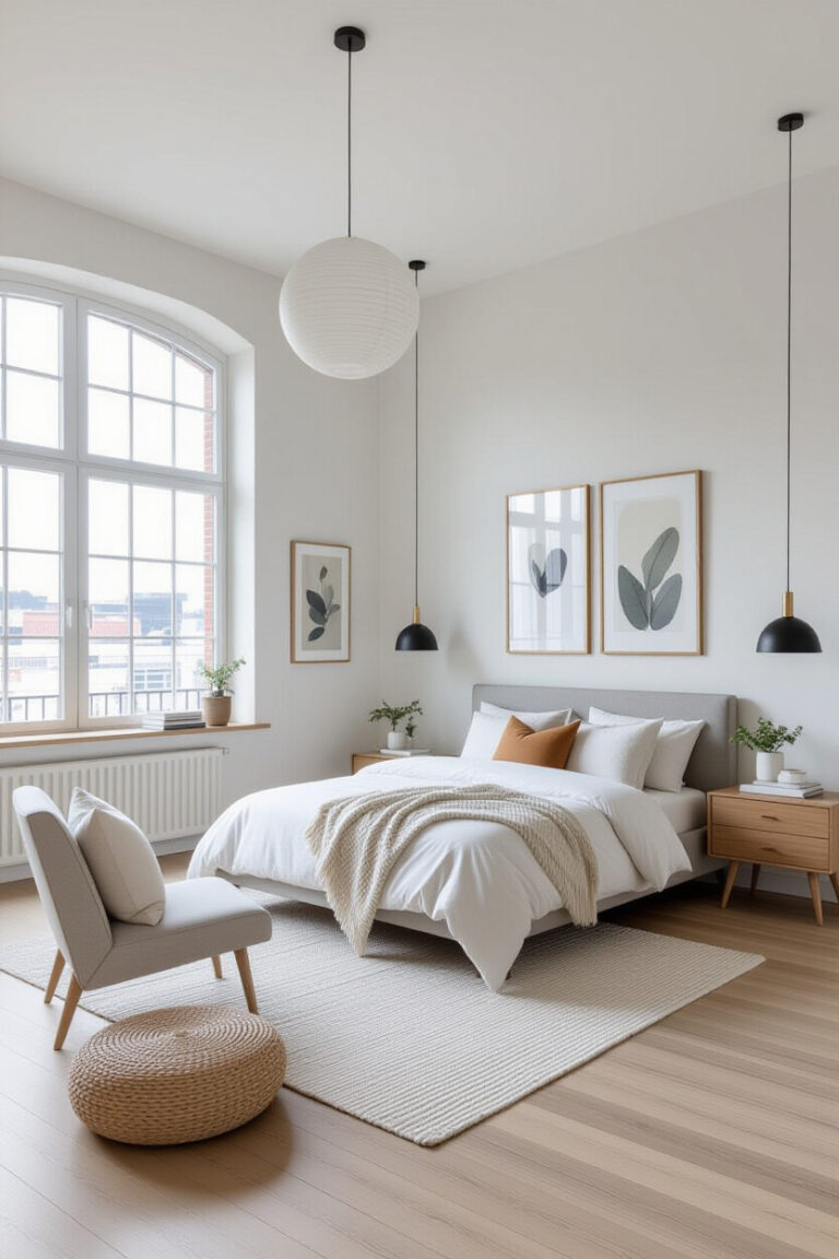 Stylish loft bedroom with modern decor