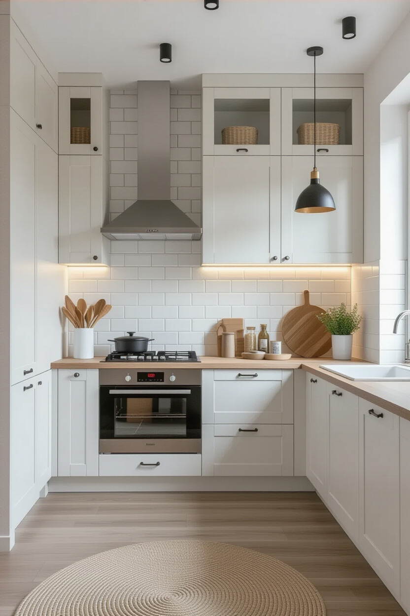 Stylish small kitchen decorated with modern accents