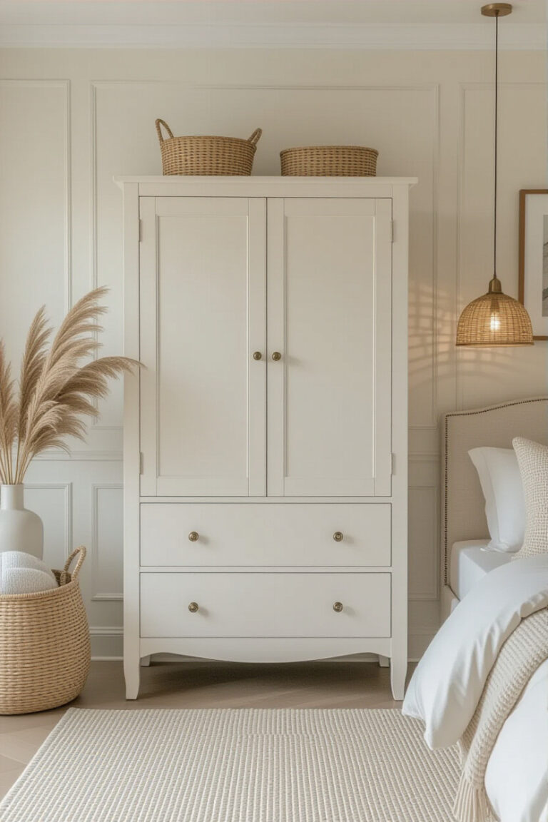 Stylish almirah in a modern bedroom setting