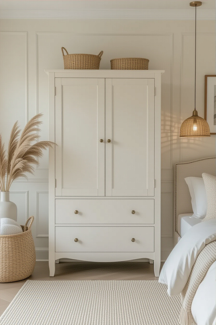 Stylish almirah in a modern bedroom setting