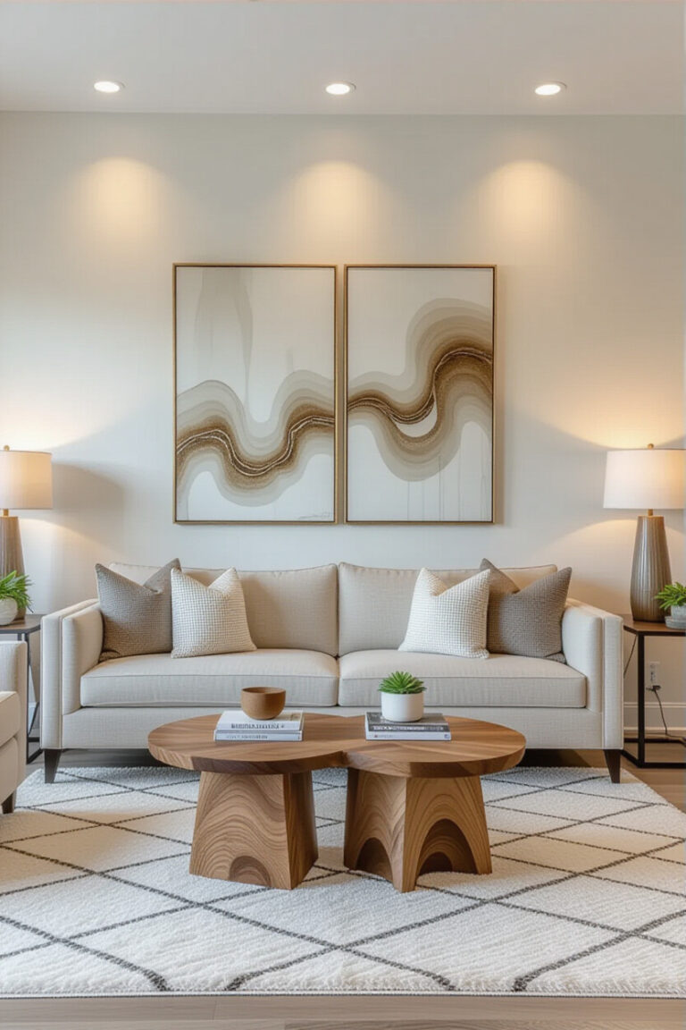 Elegant living room with stylish sofa back wall design